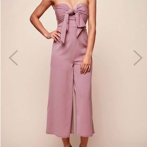 Bow Tie Wide Leg Jumpsuit Dusty Pink - XSmall